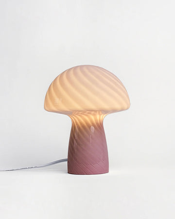 lit mini pink mushroom lamp