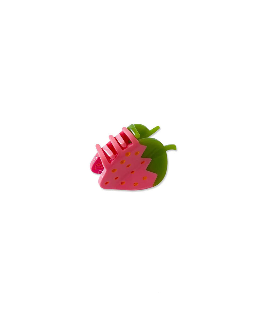 teeth on mini pink strawberry hair clip