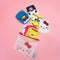 set of 7 makeup erasers with hello kitty and friends faces and wash bag