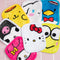 up close of set of 7 makeup erasers with hello kitty and friends faces