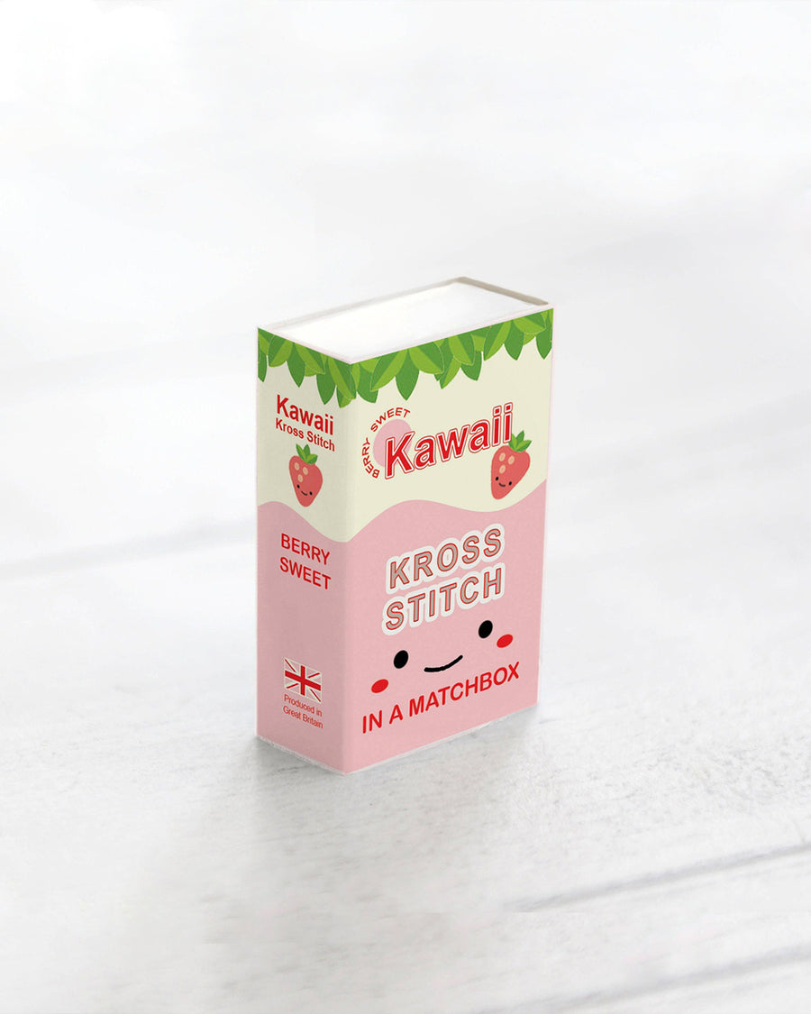 packaged strawberry mini cross stitch kit