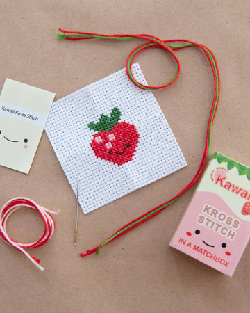 mini strawberry cross stitch kit