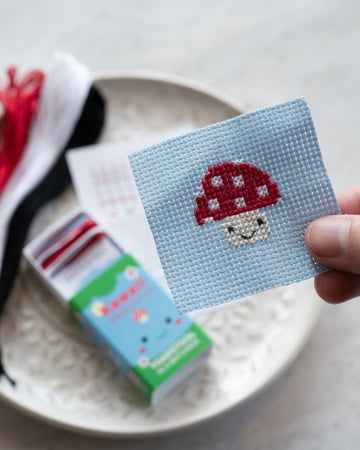 mini mushroom cross stitch kit