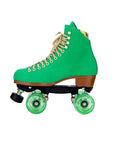 side view of moxi roller skates in green apple