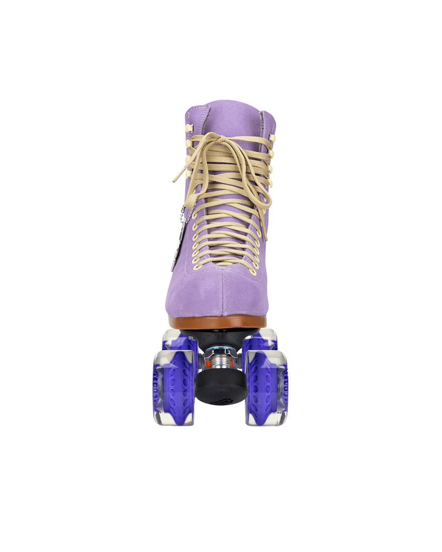 front view of moxi roller skates in lilac
