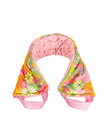 neck wrap with a groovy pink floral print