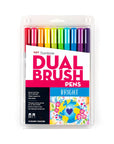 packaged set of 10 dual brush pens in bright vibrant colors