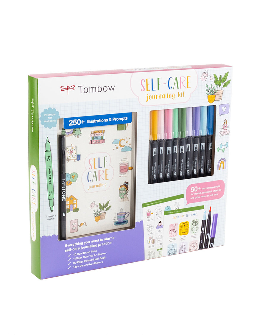 boxed self-care journal kit that includes journal, stickers and markers