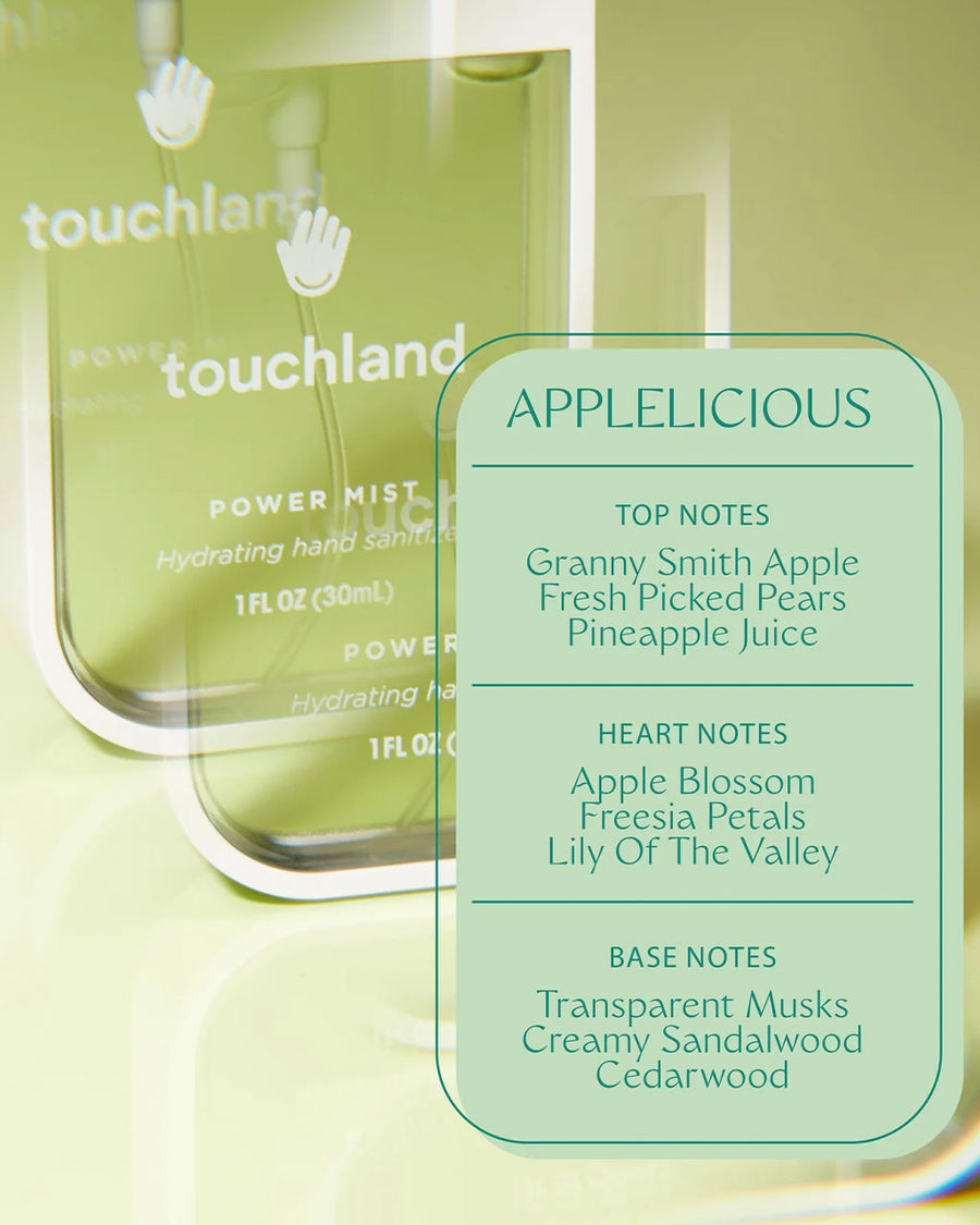 Top notes: Granny smith apple, fresh picked pears, pineapple juice Heart notes: Apple blossom, freesia petals, lily of the valley Base notes: Transparent musk, creamy sandalwood, cedarwood