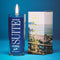 blue vacation sunscreen suite pillar candle and box