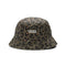 green vans bucket hat with white embroidered vans logo and brown leopard print