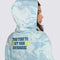 back of blue marble hoodie that says 'take time to set your boundaries'