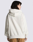 back view of relaxed oatmeal heather hoodie with dainty embroidered designs