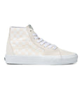 tan and white checkerboard vans sk8-hi tapered shoe