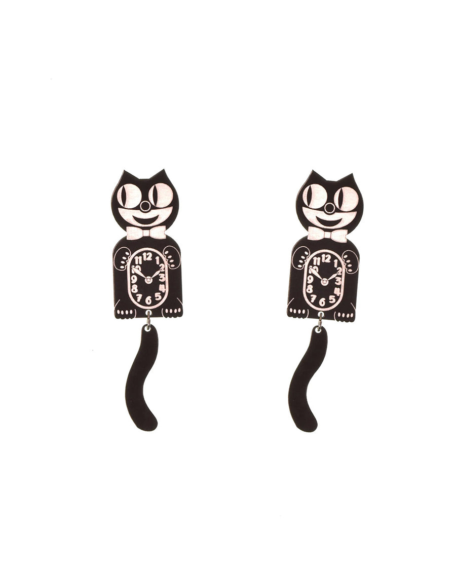 licensed retro felix cat clock earrings