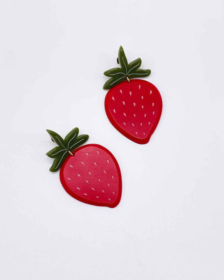 large strawberry earrings