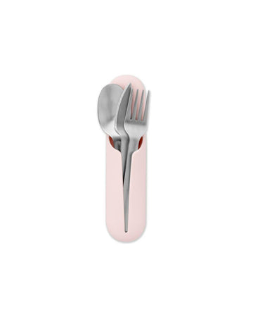 blush color porter utensil set and holder