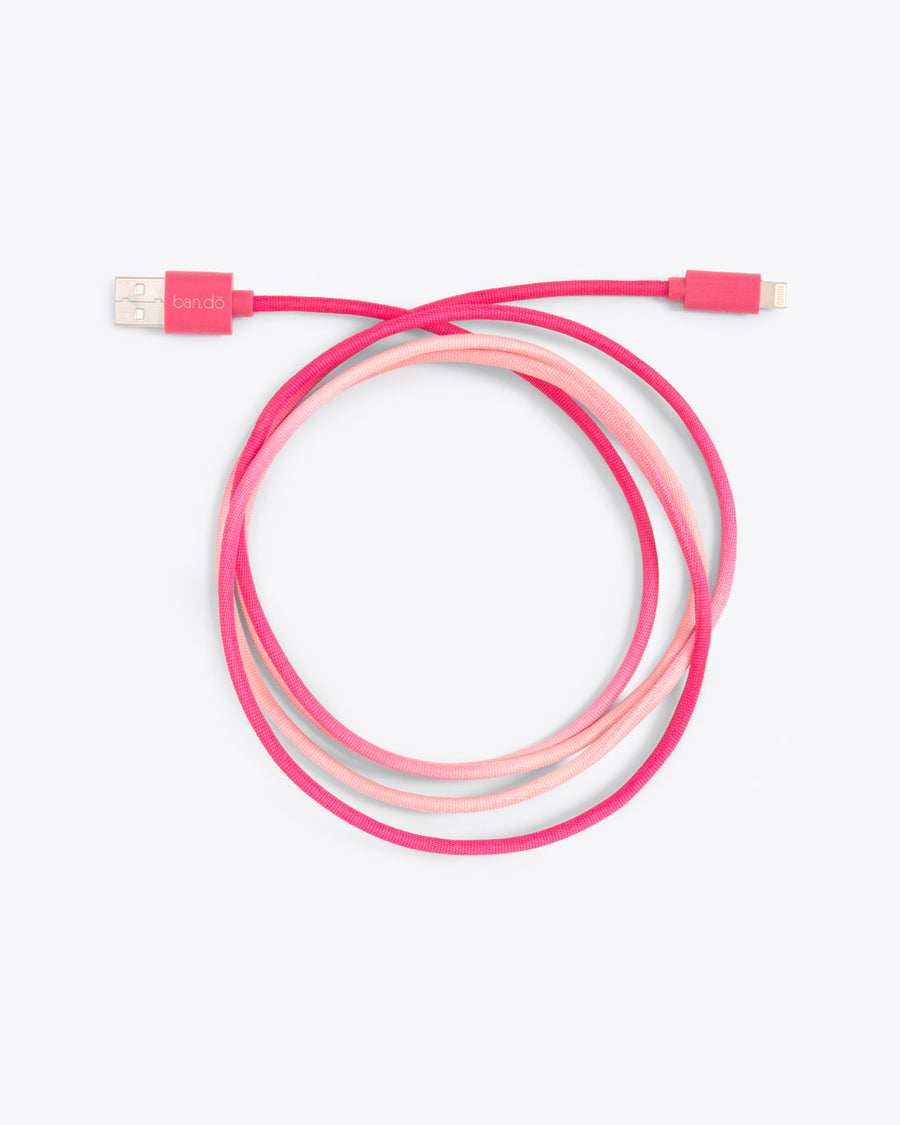 hot pink tie-dye charging cord