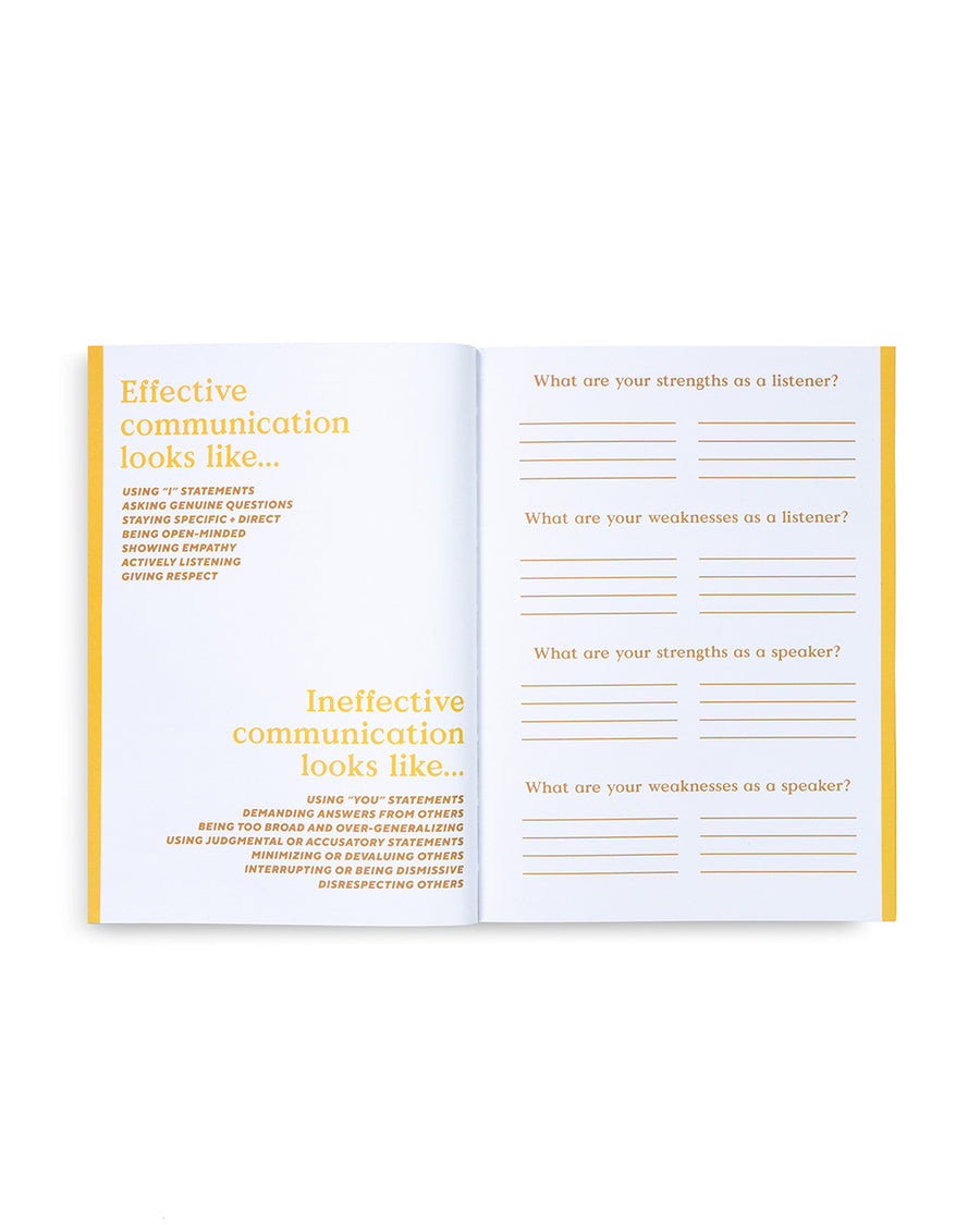 inside pages of workbook: effective communication looks like...