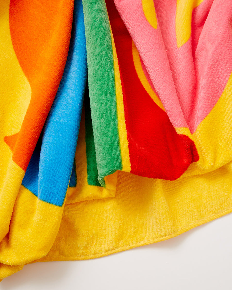 up close of vibrant colors in the beach towel
