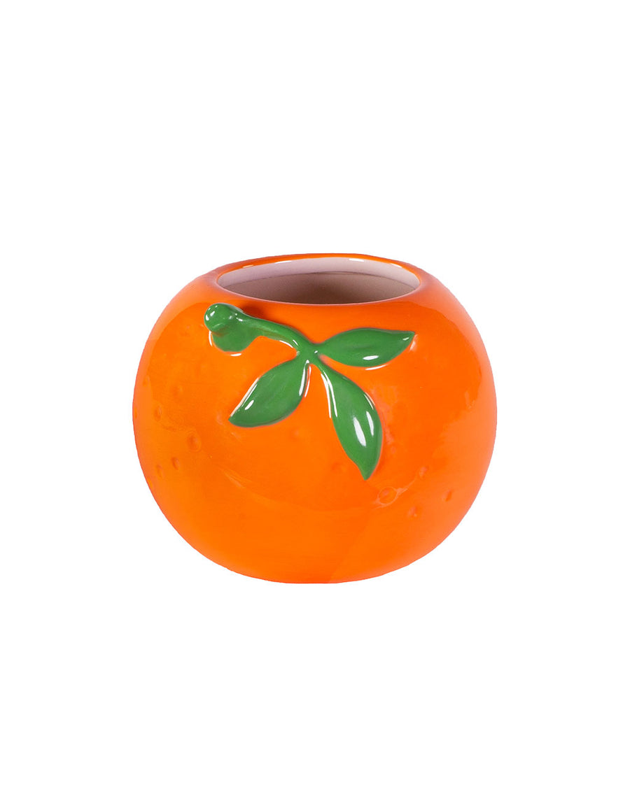 small ceramic orange shaped pencil holder