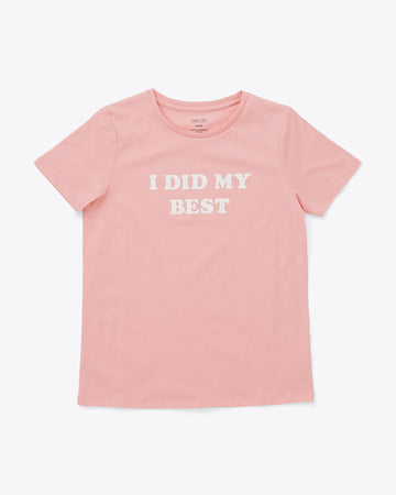 light pink tee with word art reading i did my best