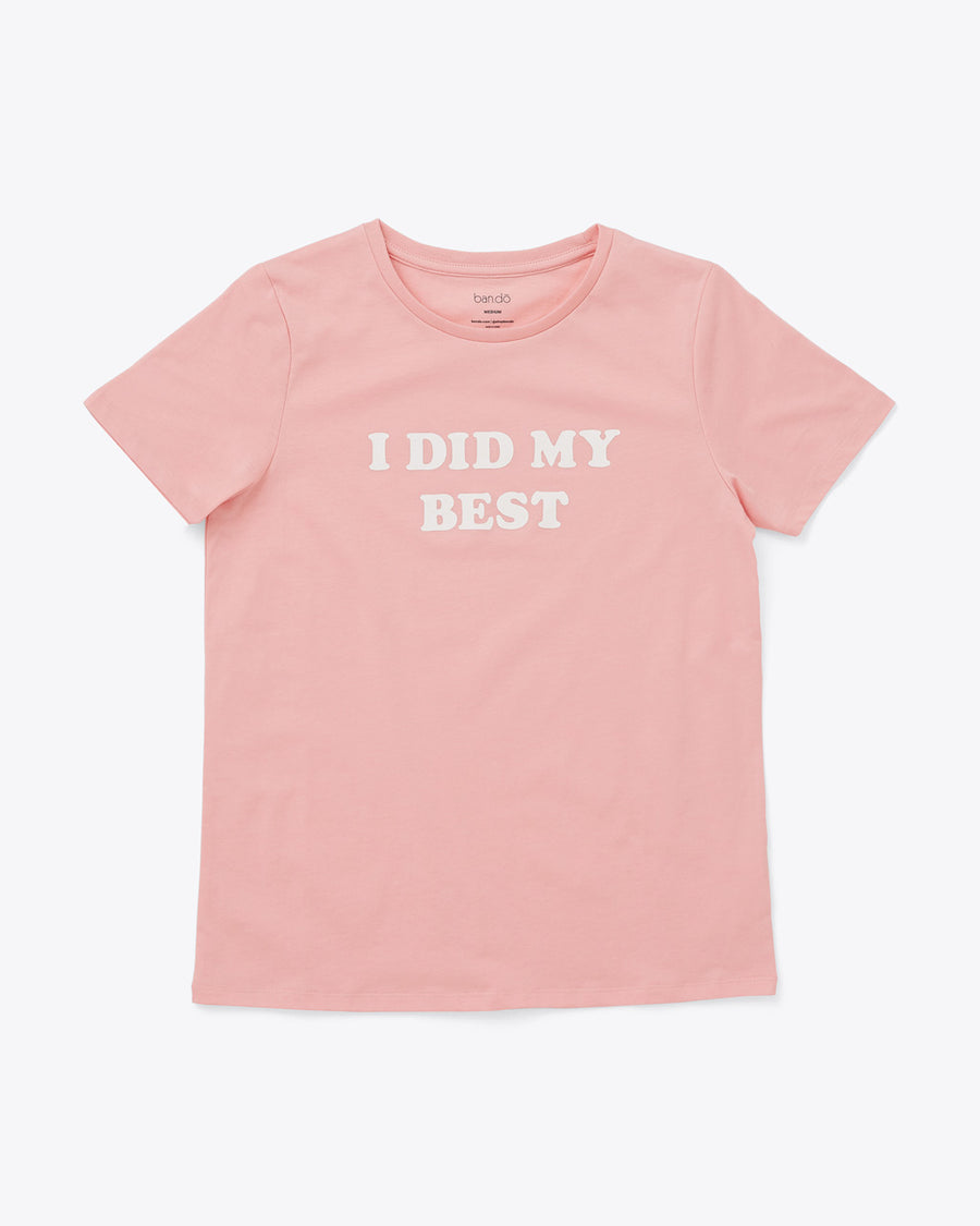 light pink tee with word art reading i did my best