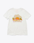 white tee with a desert design and the words lost & found