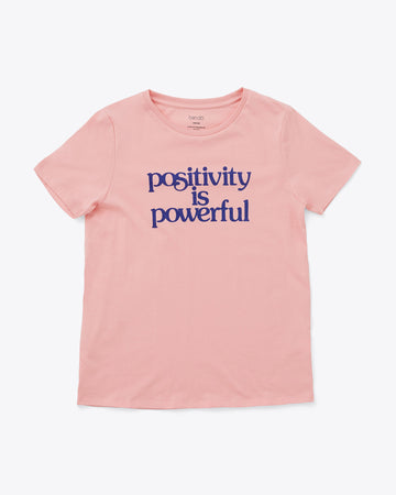 light pink tee with the words positivity is powerful