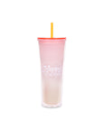 24 oz color changing tumbler with white 'happy to be here' on the front