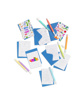 various color me notecards and blue envelopes