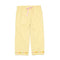 yellow cropped leisure pants with daisy chain accent at the bottom of the pant legs