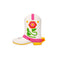 white cowboy boot de-stress ball with pink and yellow floral accents