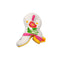 squished white cowboy boot de-stress ball with pink and yellow floral accents