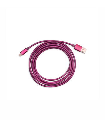 extra long charging cord in metallic hot pink