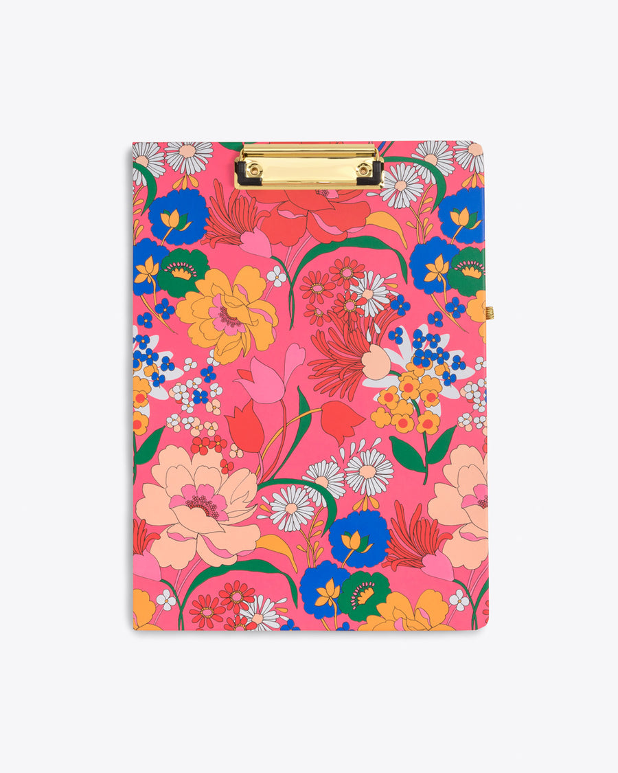 hot pink clipboard folio with a bright floral pattern