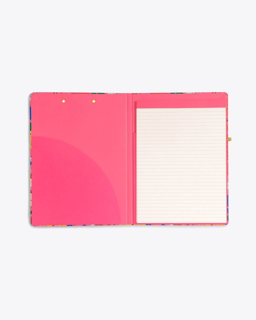 clipboard folio includes notepad and an interior pocket