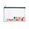 clear poly bag with green zipper and multicolor 'endless possibilities' text on the front