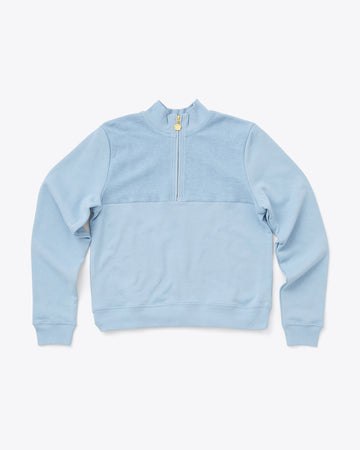 light blue half zip sweater