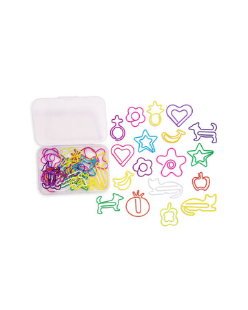 paperclip set in various colors and shapes with reusable box