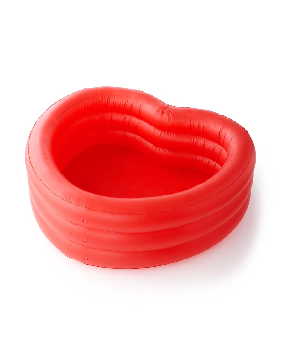 This inflatable comes in heart-shape, made of red heavyweight vinyl.