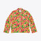 long sleeve pajama shirt in yellow with bold pink and green floral print with yellow piping detail and yellow buttons