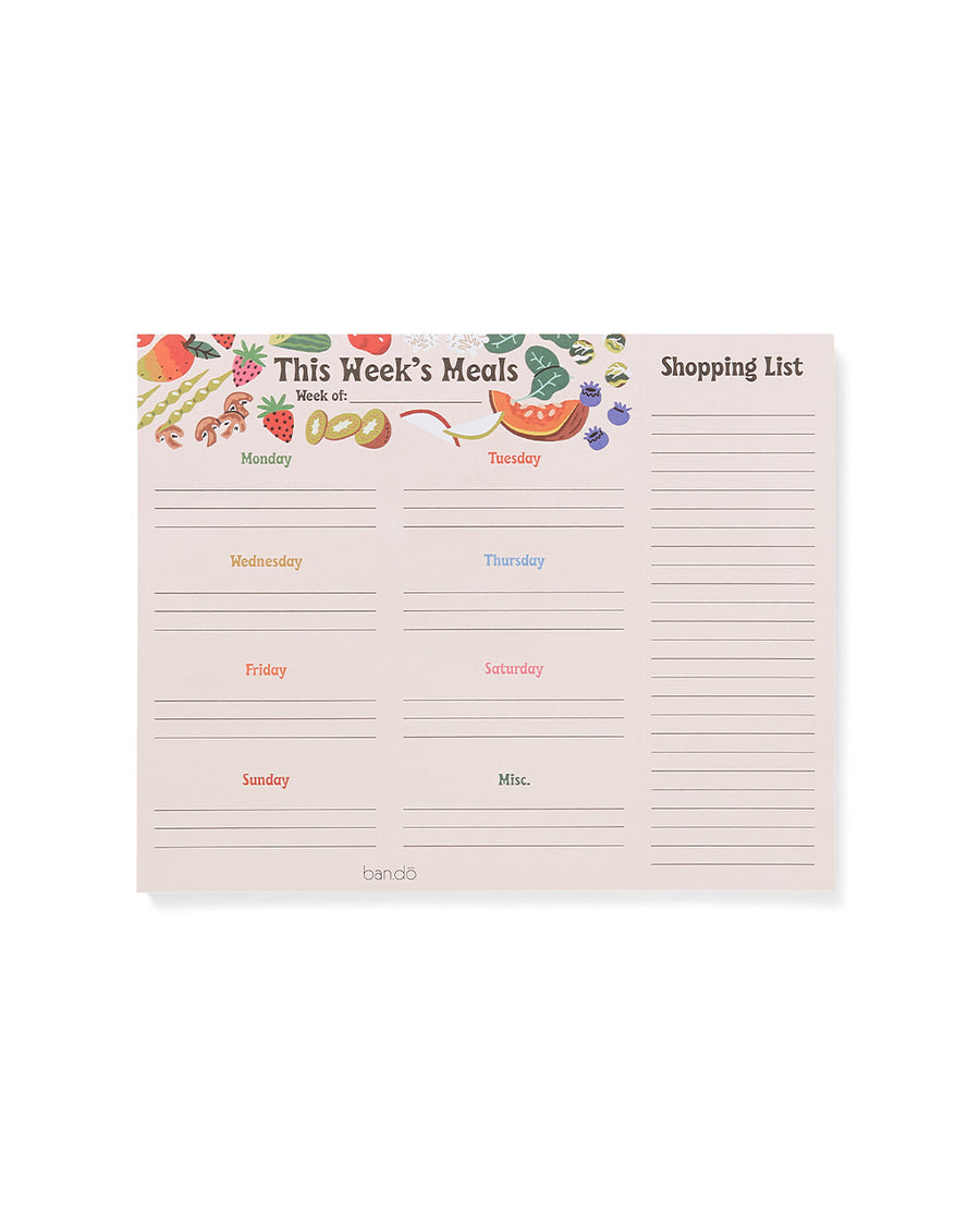 meal planner with spaces for each day of the week and a side section for a shopping list