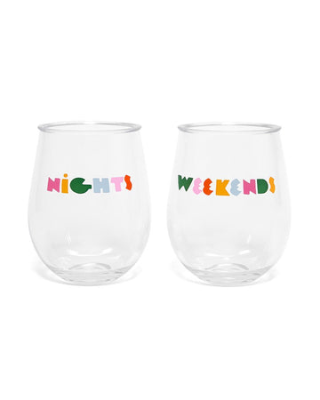 Acrylic stemless glass set with printed artwork