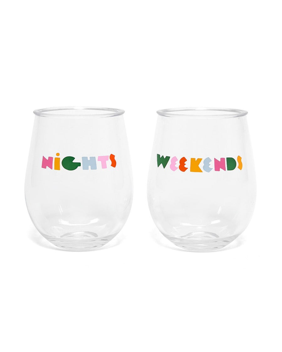 Acrylic stemless glass set with printed artwork