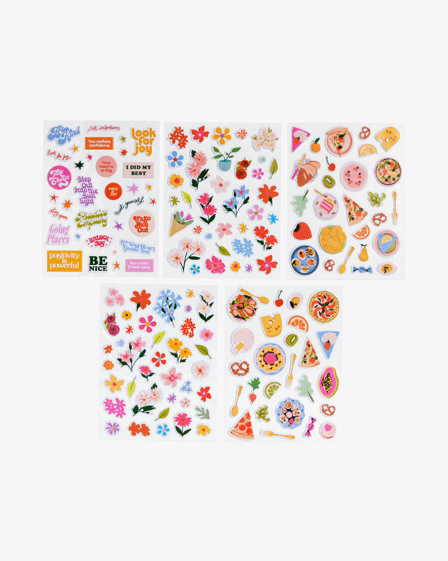5 sticker sheets with puffy stickers