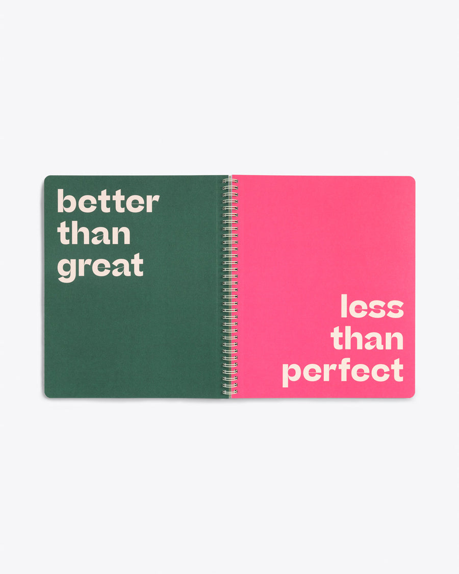 interior image of green and pink centerfold with an inspirational quote