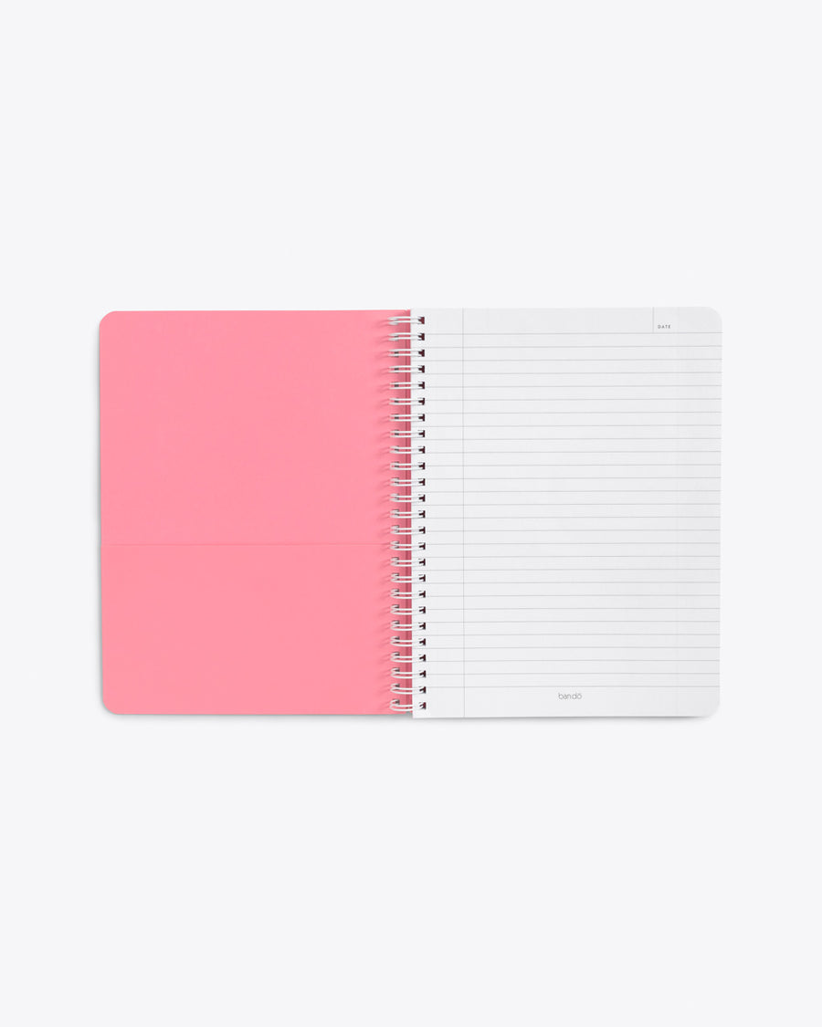 interior image of pink pocket sheet and lined page
