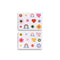 two sheets of stickers with flowers, starts, hearts and rainbows