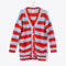oversized blue and red striped slouchy cardigan with pockets